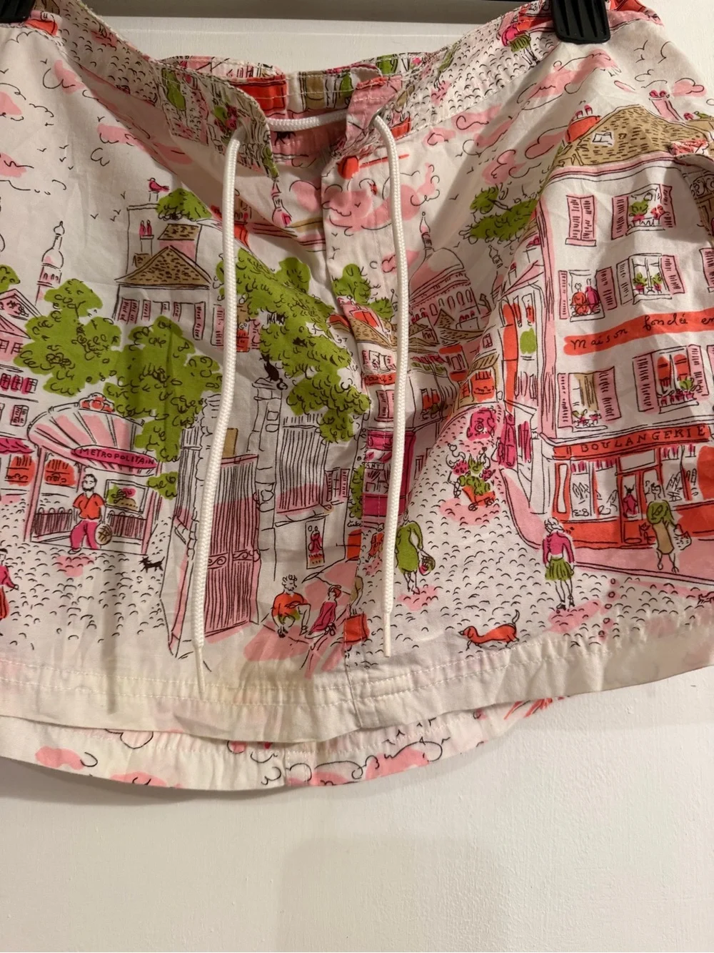 J. Crew White Mini Skirt with Pink and Green City Print - Picture 7 of 8